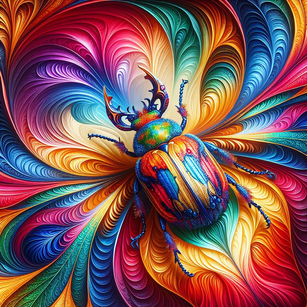 Fargerik bille i kunstnerisk design